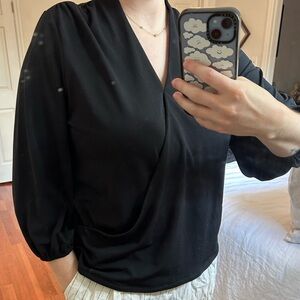 Adrianna Papell Black Cross Blouse